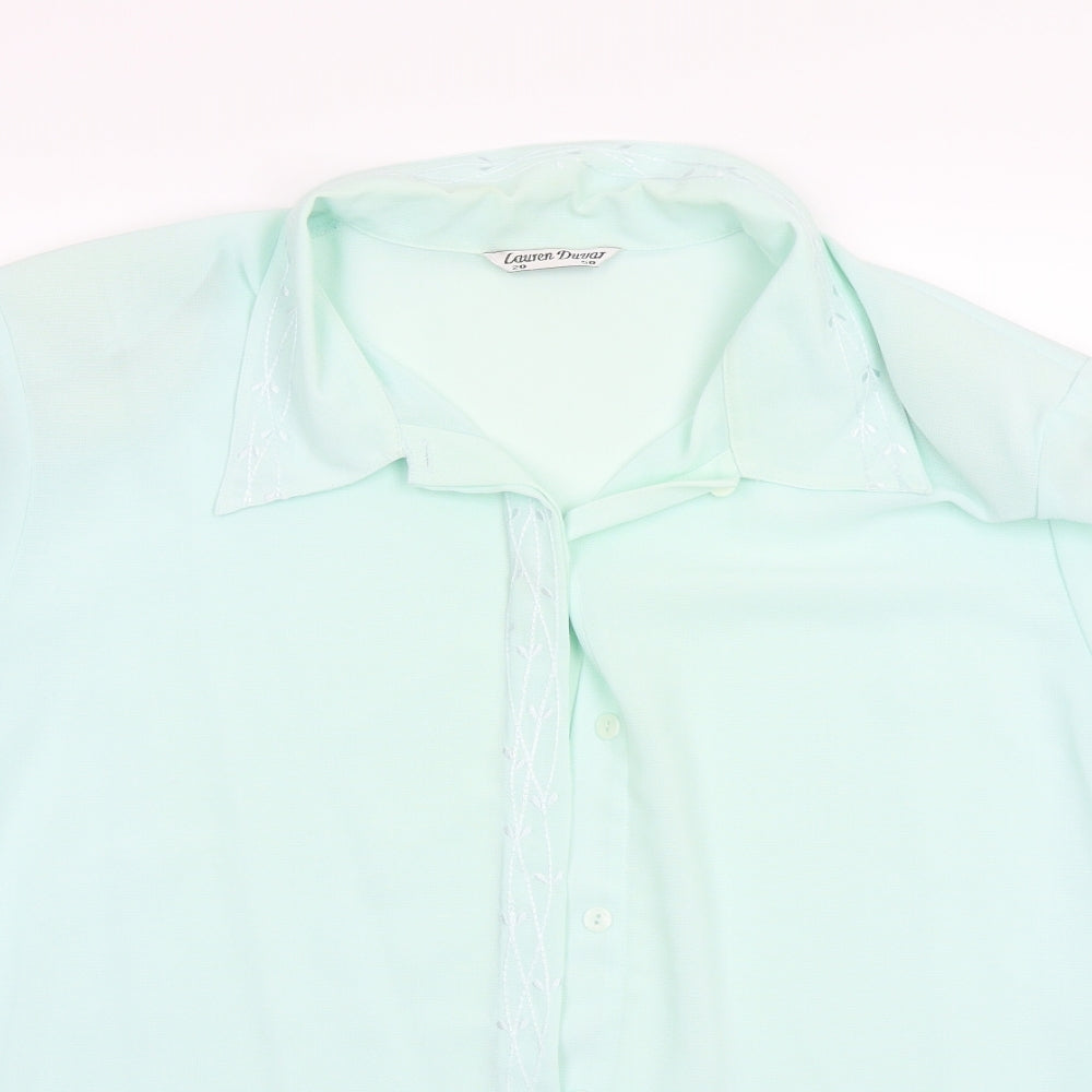 Womens UK Size 20 Lauren Duvar Green Basic Button-Up