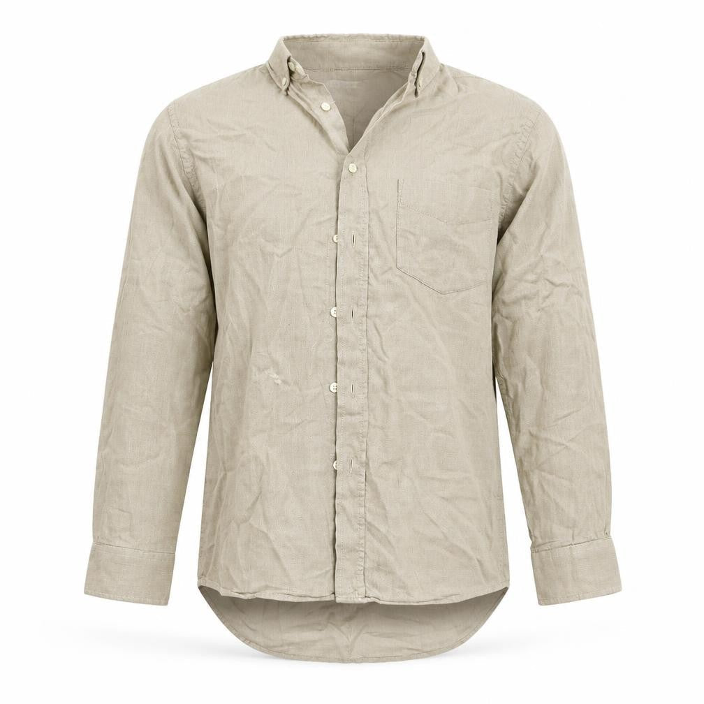 Mens UK Size S Marks and Spencer Beige  Button-Up Long Sleeve Casual Shirt