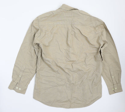 Mens UK Size S Marks and Spencer Beige  Button-Up Long Sleeve Casual Shirt