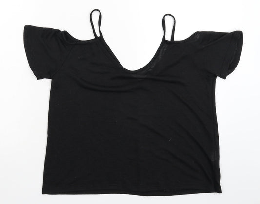 Womens UK Size 8 Atmosphere Black Basic T-Shirt