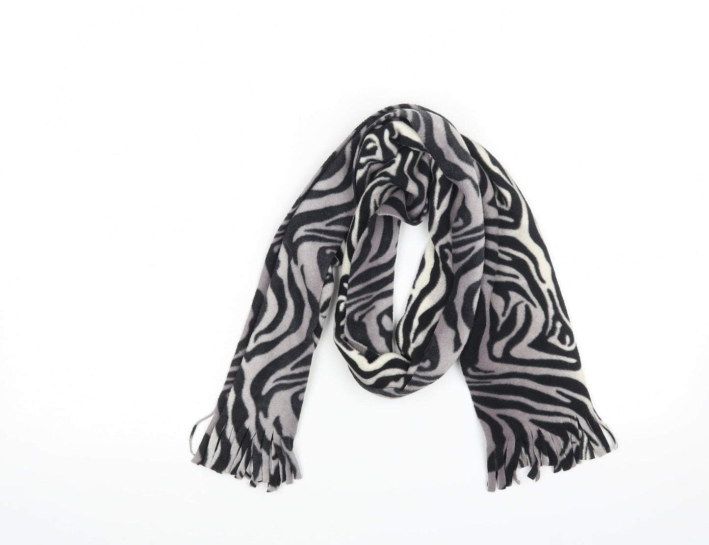 Preworn Womens Grey Animal Print Fleece  Scarf