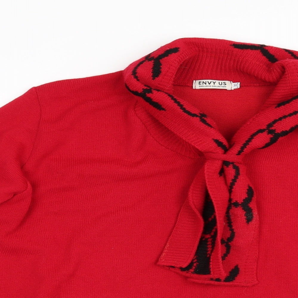 Envy us Womens Red  Knit Pullover Jumper Size XL
