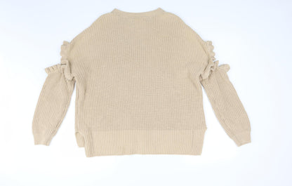 Back view of Miss Selfridge women’s beige knit jumper, size UK 12