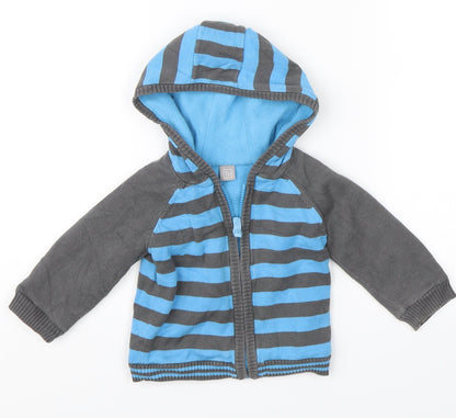TU Baby Blue Striped  Full Zip Jumper Size 6-9 Months
