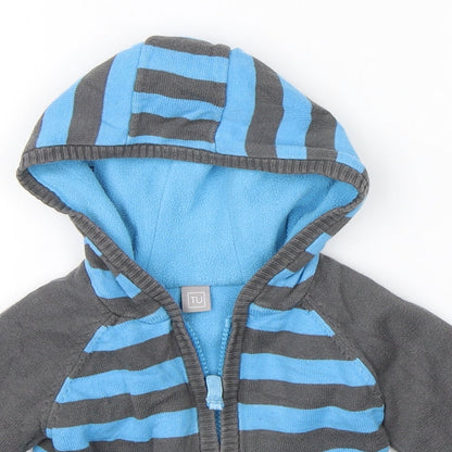 TU Baby Blue Striped  Full Zip Jumper Size 6-9 Months