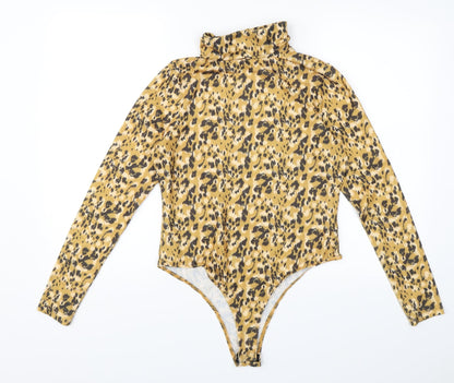 Primark Womens Yellow Animal Print  Bodysuit One-Piece Size M
