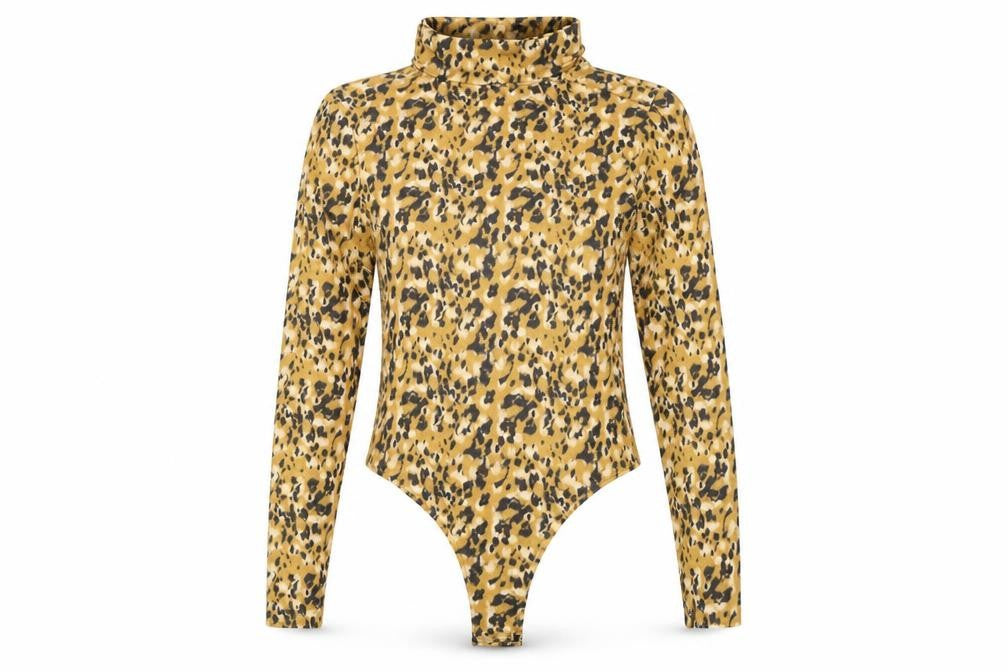 Primark Womens Yellow Animal Print  Bodysuit One-Piece Size M