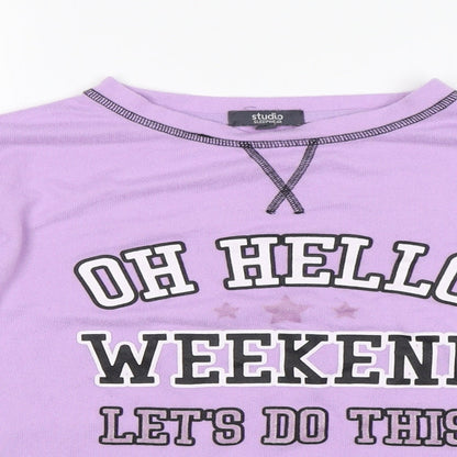Studio Sleepwear Womens Purple Solid  Top Pyjama Top Size 8  - Oh hello weekend lets do this
