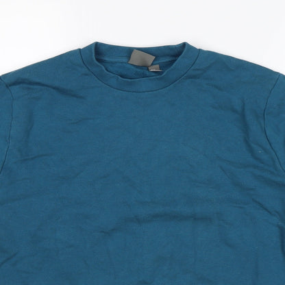Close-up detail of ASOS women’s blue jumper, size XS