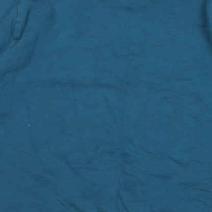 Brand and care label for ASOS women’s blue jumper, size XS