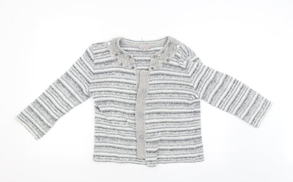 Per Una Girls Grey Striped  Cardigan Jumper Size M