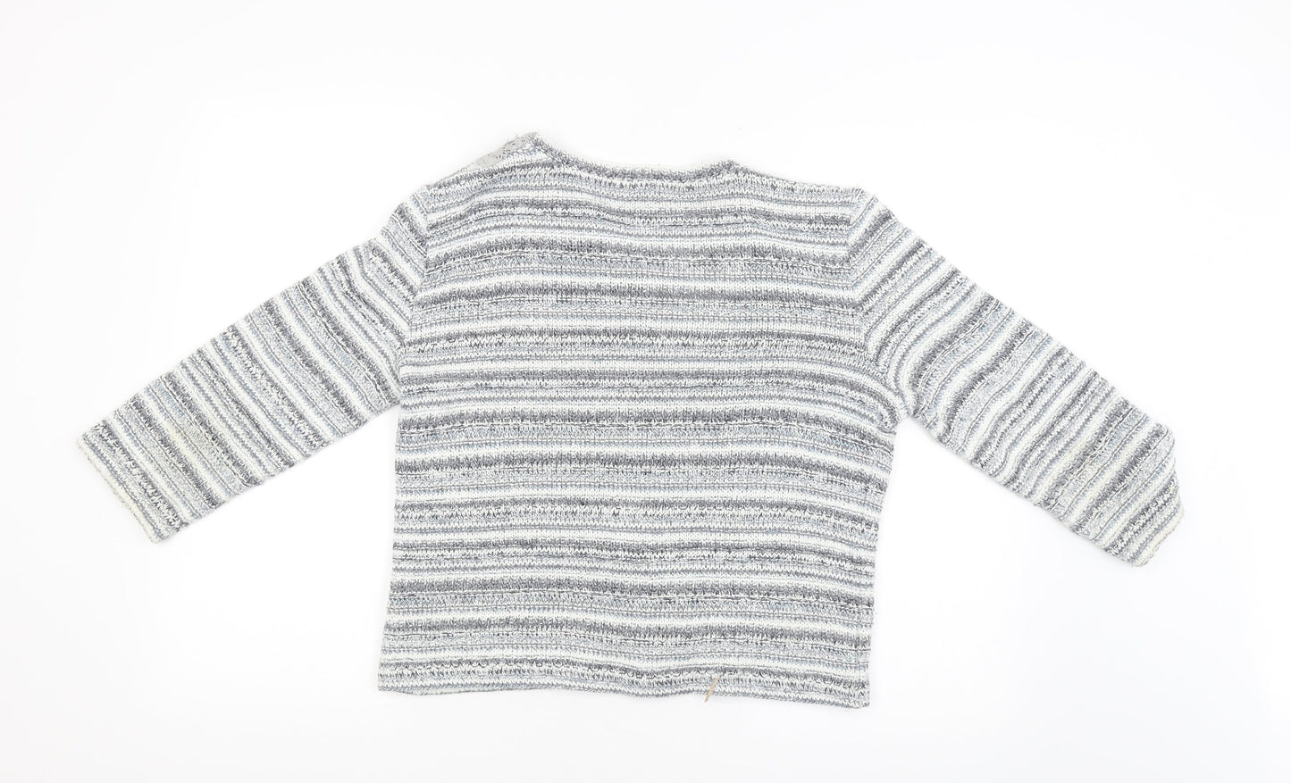 Per Una Girls Grey Striped  Cardigan Jumper Size M