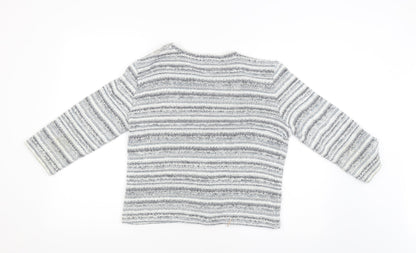 Per Una Girls Grey Striped  Cardigan Jumper Size M