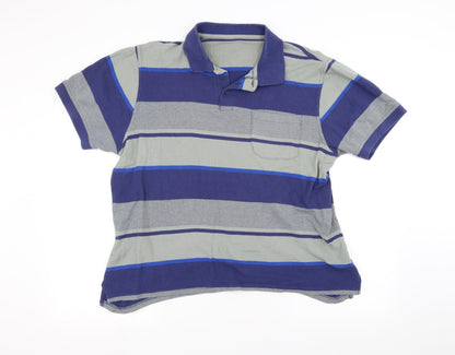 Daxon Mens Grey Striped   Polo Size XL