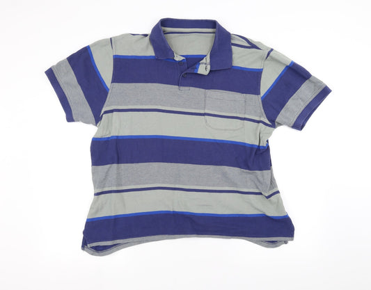 Daxon Mens Grey Striped   Polo Size XL