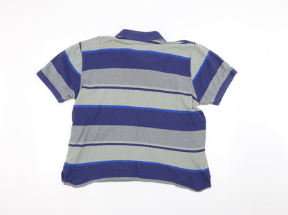 Daxon Mens Grey Striped   Polo Size XL