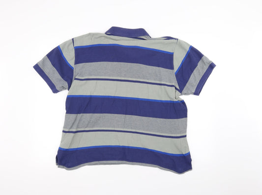 Daxon Mens Grey Striped   Polo Size XL