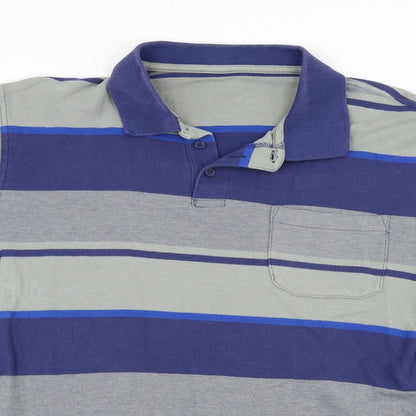 Daxon Mens Grey Striped   Polo Size XL