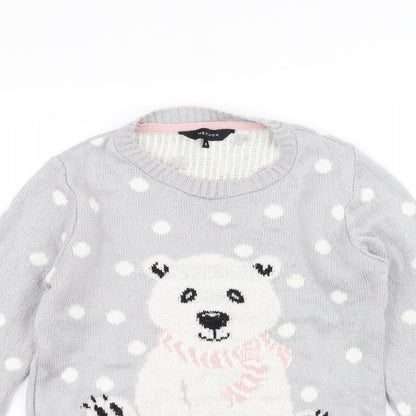 New Look Womens Grey  Knit Pullover Jumper Size 8  - Bear
