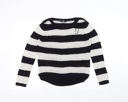 Wallis Womens White Striped Knit Pullover Jumper Size S