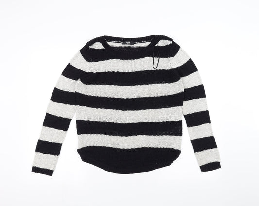 Wallis Womens White Striped Knit Pullover Jumper Size S