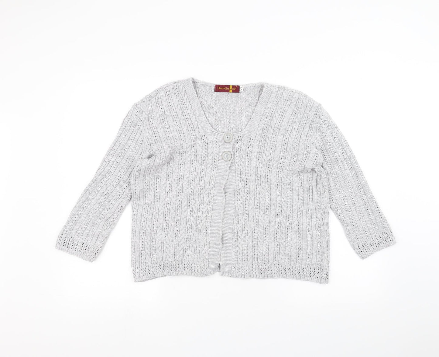 Charlotte Gold Womens Grey  Knit Jacket Coatigan Size XL