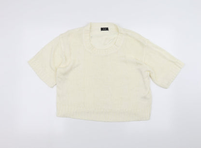 F&F Womens White  Knit Pullover Jumper Size 14