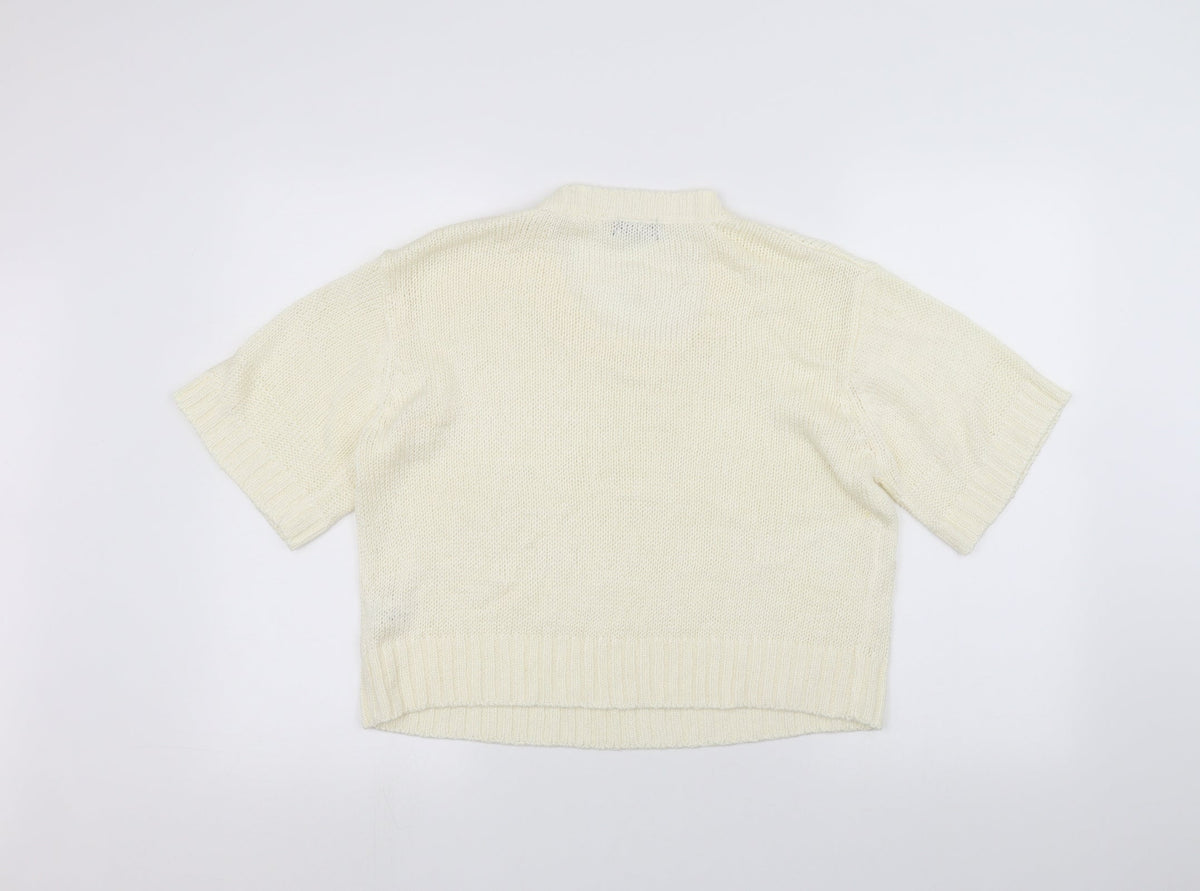 F&F Womens White  Knit Pullover Jumper Size 14