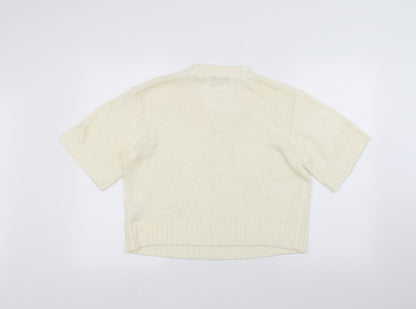 F&F Womens White  Knit Pullover Jumper Size 14