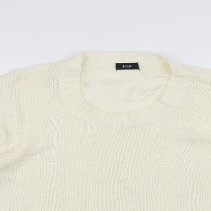 F&F Womens White  Knit Pullover Jumper Size 14