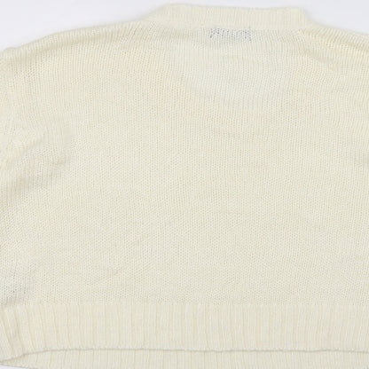 F&F Womens White  Knit Pullover Jumper Size 14