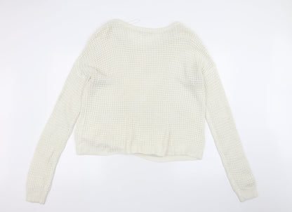 Back view of Missguided women’s white knit jumper, size UK 14