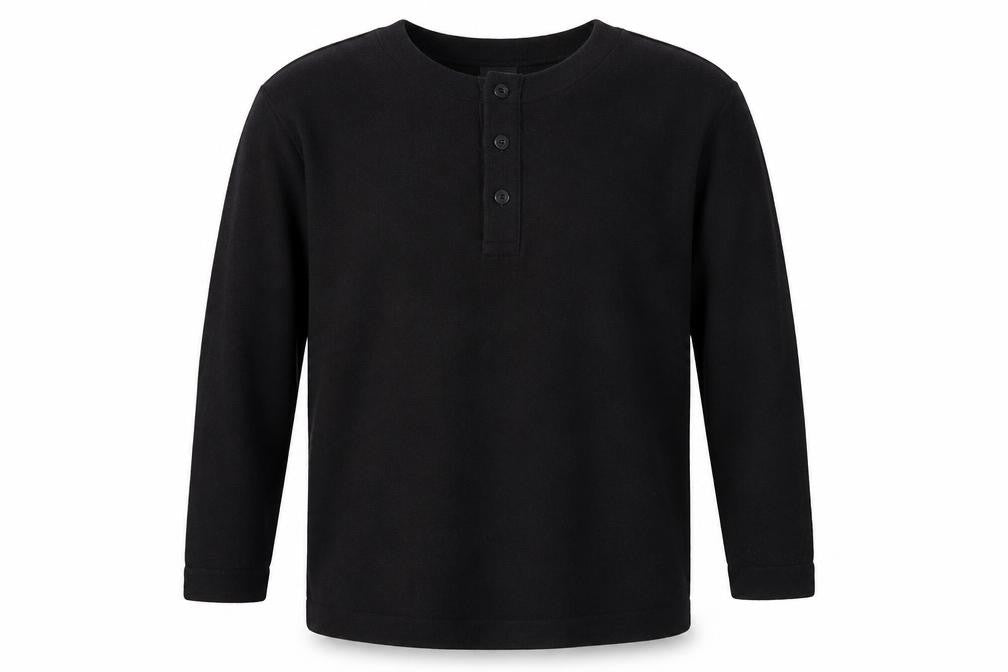Mens UK Size L Preworn Black Henley Jumper