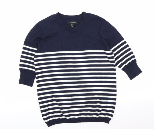 Atmosphere Womens Blue Striped  Pullover Jumper Size 10