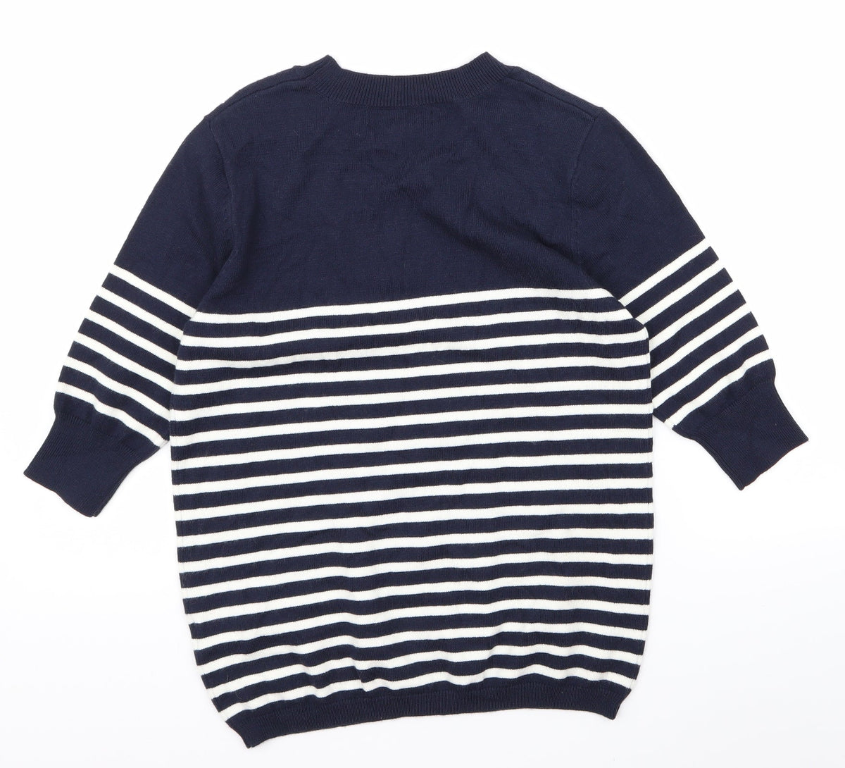 Back view of Atmosphere women’s blue striped jumper, size UK 10