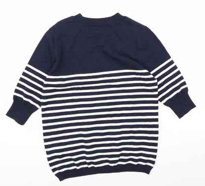 Back view of Atmosphere women’s blue striped jumper, size UK 10