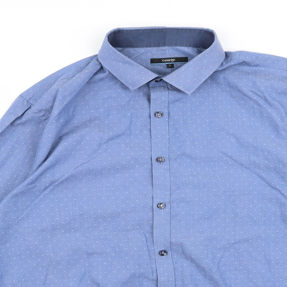 George Mens Blue    Button-Up Size L