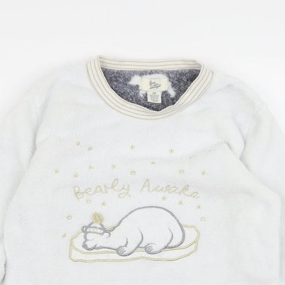 Preworn Womens White   Pullover Jumper Size S  - bearly awake