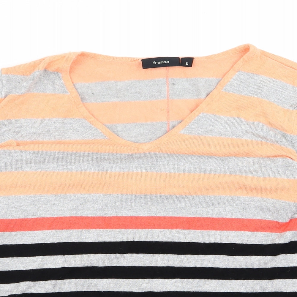 fransa Womens Multicoloured Striped  Cardigan Jumper Size S