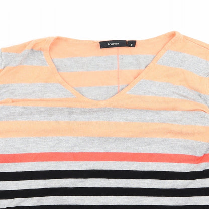 fransa Womens Multicoloured Striped  Cardigan Jumper Size S