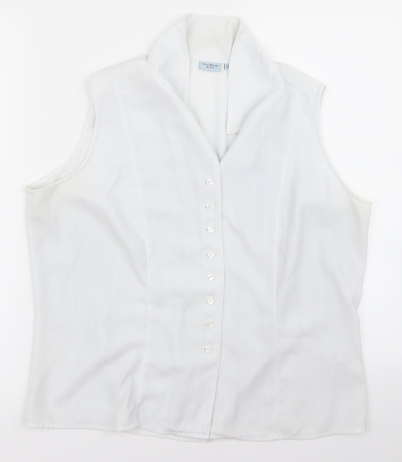 Womens UK Size 14 Anne Brooks White Basic Button-Up