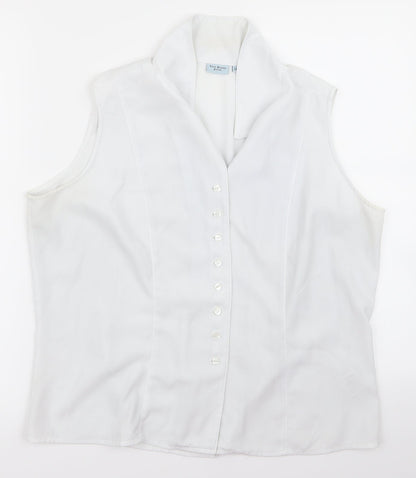 Womens UK Size 14 Anne Brooks White Basic Button-Up