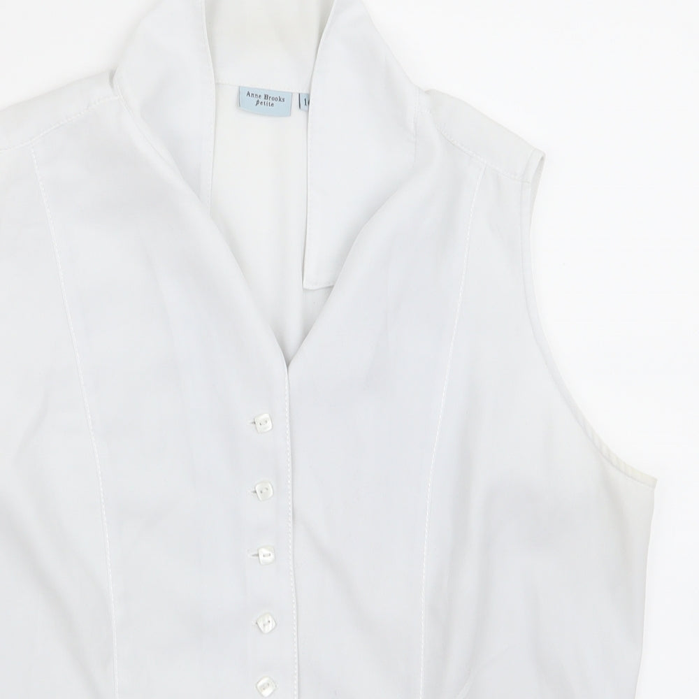 Womens UK Size 14 Anne Brooks White Basic Button-Up