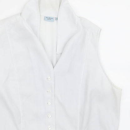 Womens UK Size 14 Anne Brooks White Basic Button-Up