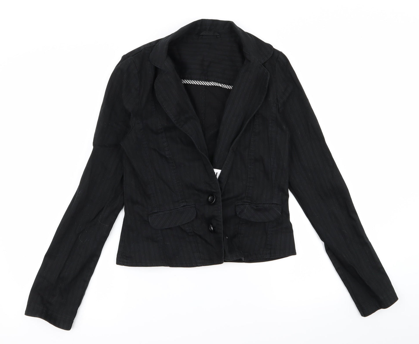 bay Womens Black Striped  Jacket  Size 10