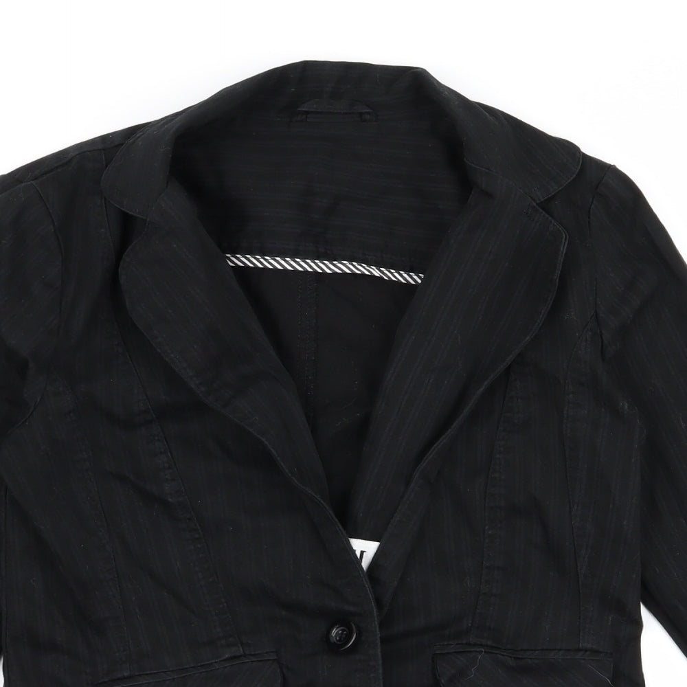 bay Womens Black Striped  Jacket  Size 10