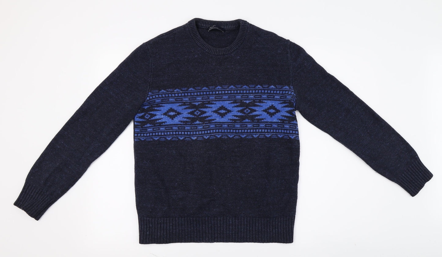 Gap Mens Blue Geometric  Pullover Jumper Size XS