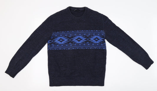 Gap Mens Blue Geometric  Pullover Jumper Size XS