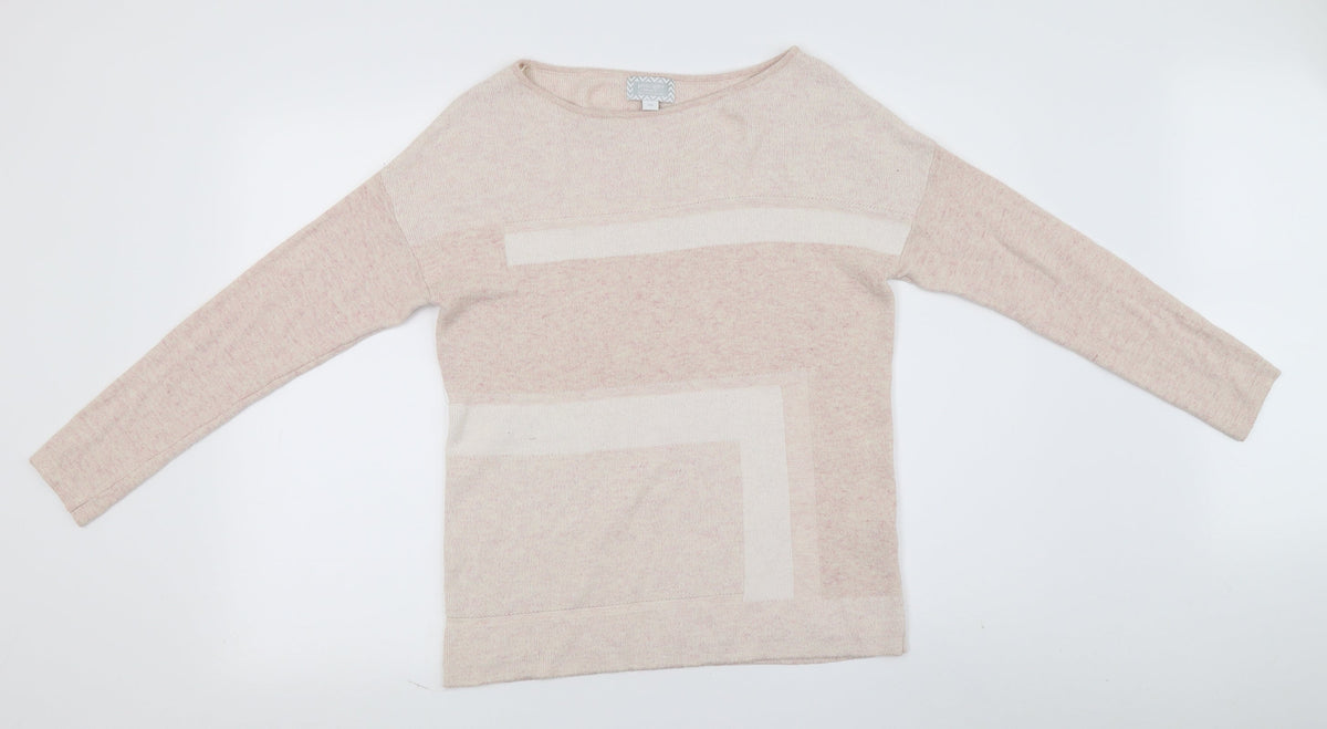 Front view of Principles women’s pink striped jumper, size UK 10