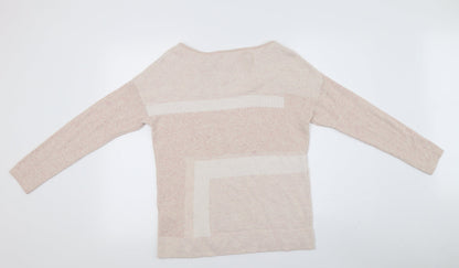 Back view of Principles women’s pink striped jumper, size UK 10